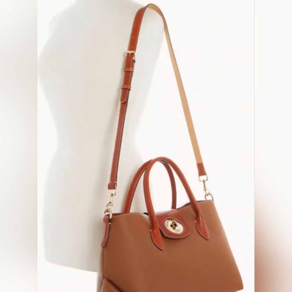 NWT Dooney & Bourke Pebble Grain Leather Handle Tote 30: Caramel Color - Picture 4 of 15